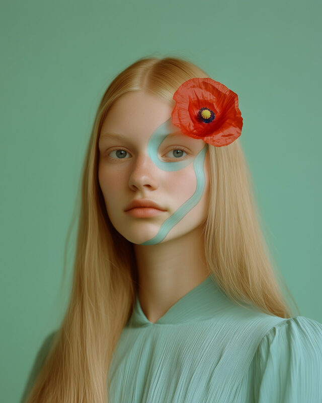 Serene Woman with Red Flower Serene Woman with Red Flower